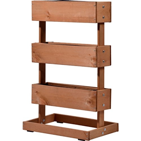 dobar® 58525e Vertikales Blumenbeet Dreistufig | Vertikales Hochbeet mit 3 Pflanzkästen | Vertikalbeet für Garten/Terrasse/Balkon | Blumentreppe inkl. Pflanzfolie | 49,5 x 30 x 78 cm | Braun