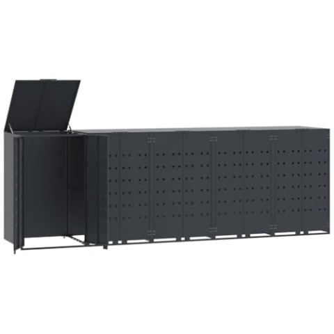 vidaXL Mülltonnenbox für 5 Tonnen Anthrazit 345x79x117 cm Stahl, Box Mülltonnen, Garten Mülltonnenbox, Verkleidung Mülltonnen, Outdoor Mülltonnenbox