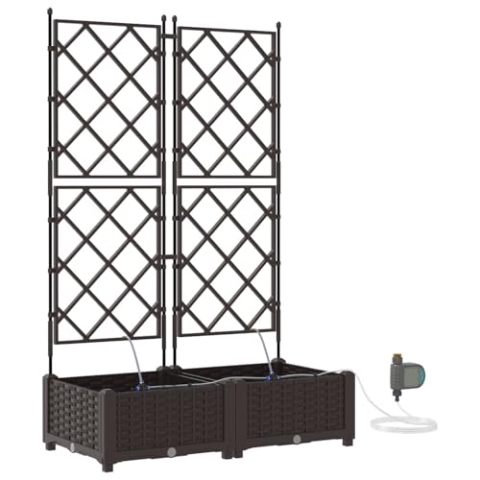 vidaXL Garten Pflanzer Dunkelbraun Kunststoffharz 80 x 40 x 126 cm