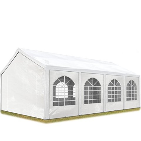 TOOLPORT Hochwertiges Partyzelt 3x8 m Pavillon Zelt PE Plane 450 N Gartenzelt Festzelt Wasserdicht weiß