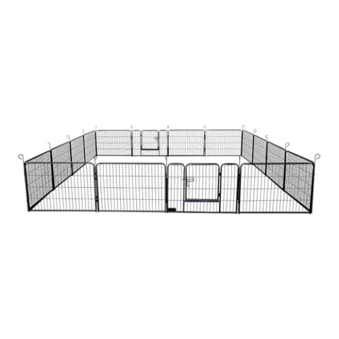 HOME DELUXE - Welpenauslauf BARKI - 80 x 60 cm, 16-Teilig, Farbe: Schwarz, inkl. Türverriegelung, abgerundete Ecken und Kanten I Welpenspielplatz Welpenfreilauf