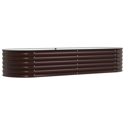 vidaXL Modernes verzinktes Stahl Hochbeet 240cm x 80cm 44cm Outdoor Metall Pflanzgefäß Langlebige braune Oberfläche Ideal für Gemüse und Blumen Stylische Lösung für den Hausgarten Ovales Design