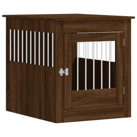 vidaXL Hundekäfig im Möbelstil, Abschließbar Hundebox mit Tür, Hundehütte Beistelltisch mit 2-in-1-Funktion, Hundehaus Haustierkäfig, Braun Eichen-Optik 64,5x80x71cm