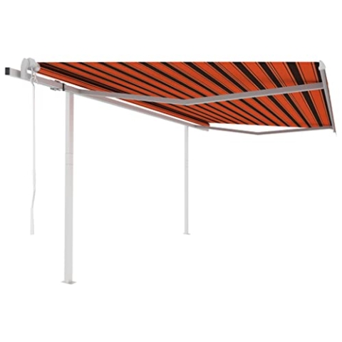 vidaXL Gelenkarmmarkise Automatisch mit Pfosten Markise Sonnenmarkise Balkonmarkise Sonnenschutz Sichtschutz Terrasse Garten 4,5x3m Orange Braun