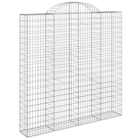 vidaXL Gabione mit Hochbogen, Steinkorb Drahtkorb, Gabionenkorb Verstärkte Gabionenhaken, Gabionenwand Gabionen Zaun, Verzinktes Eisen