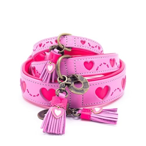 DWAM Dog with a Mission – Hundehalsband - Verstellbar - Weichem Leder – Rosa – L – Leder – Halsumfang zwischen 38–47 x 2,5 cm – Sweety