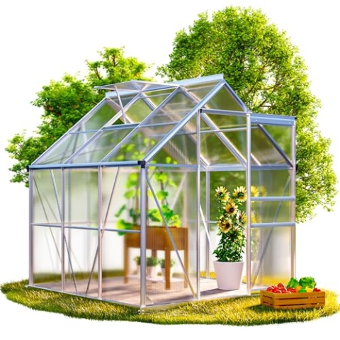 GARDEBRUK® Gewächshaus Aluminium 3,6m² mit Fundament 190x190cm inkl. Dachfenster Tomatenhaus Treibhaus Anzuchthaus Garten Frühbeet Aufzucht 5,8m³
