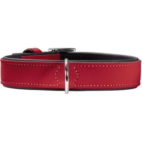 HUNTER SOFTIE Hundehalsband, Kunstleder, samtig, pflegeleicht, 60 (M-L), rot