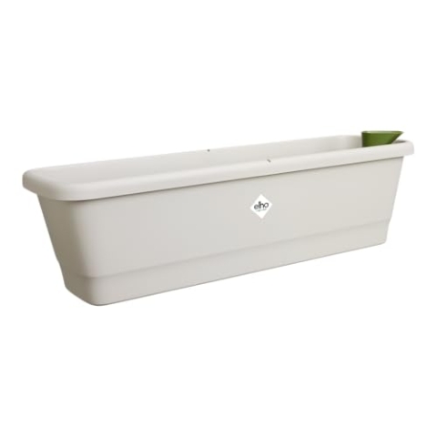 elho noa balkonkasten l - Übertopf für Balkon mit Wasserreservoir - 100% Recyceltem Plastik - Grau/Warmes Grau