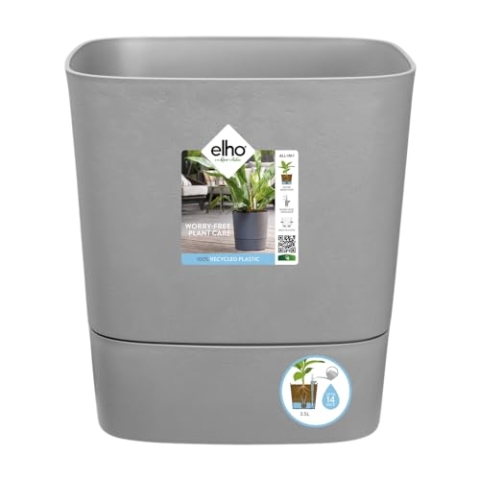 elho Greensense Aqua Care Quadrat 30 mit Integrierte Wasserspeicher - Blumentopf für Innen & Außen - 100% Recyceltem Plastik - Ø 29.5 x H 30.2 cm - Grau/Light Beton