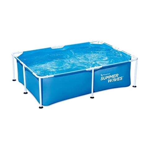 Summer Waves Freistehender Pool, rechteckig, 2,13 x 1,52 x 0,61 m – praktisch Material PVC laminiert 3 Schichten – Wasserlinie 51 cm – Lieferung mit notwendigem Zubehör