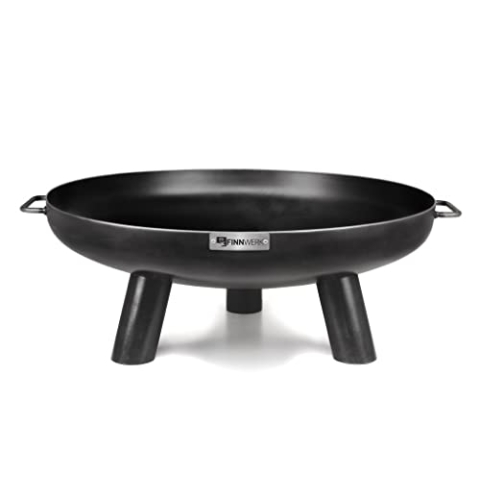 Finnwerk HARRI Feuerschale 80 cm - Massive und Dekorative Schwarze Feuerstelle - Große Feuerschalen für den Garten - Schlicht und Schick - Feuerschalen Deckel und Zubehör separat erhältlich