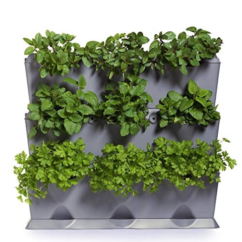 minigarden Vertical 1 Set für 9 Pflanzen, erweiterbarer vertikaler Garten im Baukastensystem, freistehend am Boden aufstellbar oder zur Wandmontage (Grau)