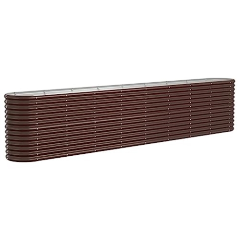 vidaXL Hochbeet, Wetterfestes Hochbeet für Garten Balkon Terrasse, Kräuterhochbeet zum Selber Bauen, Pflanzkasten aus Metall, Pulverbeschichteter Stahl Braun