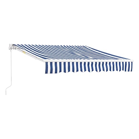[en.casa] Gelenkarmmarkise Bitonto Klemmmarkise 250 x 200 cm Markise mit Handkurbel Balkon Sonnenschutz Aluminium Terrassenüberdachung Blau/Weiß