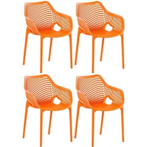 CLP XL-Bistrostühle Air I Stapelstühle Air Aus Kunststoff Mit 44 cm Sitzhöhe I Outdoor-Stühle Mit Wabenmuster, Farbe:orange