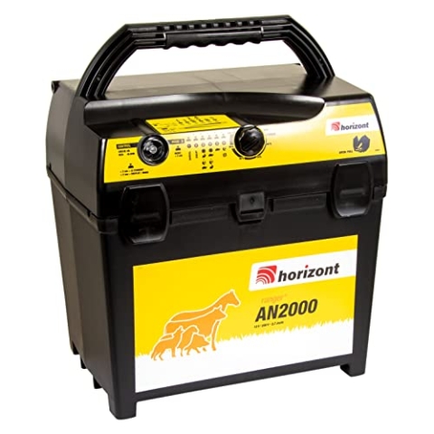 horizont Weidezaungerät 9V 12V, ranger AN2000 Weidezaungerät 230V, 2,7 Joule, 14000 Volt, Weidezaungerät, für Netzstrom, Batterie, Akku, Dualgerät für gehobene Ansprüche, trockene Bedingungen