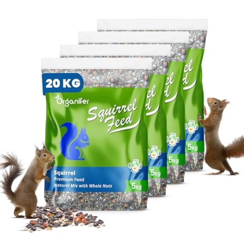 Eichhörnchenfutter - Natürliche Mischung Mit Ganzen Nüssen (20 Kg) - Speziell Für Eichhörnchen, Reich An Proteinen, Und Ballaststoffen - Für Vogelhäuschen - Pestizidfrei - Jede Jahreszeit - Organifer