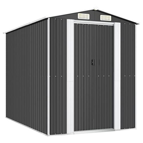 vidaXL Geräteschuppen Gerätehaus Garten Schuppen Gartenhaus Hütte Haus Laube Gartenschuppen Lagerschuppen Anthrazit 192x274x223cm Verzinkter Stahl