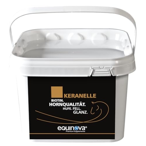 Equinova® KERANELLE Powder | Ergänzungsfuttermittel für Pferde | wichtige Nährstoffe Biotin, Methionin und Zink | organisch gebundene Spurenelemente | 1,5 kg