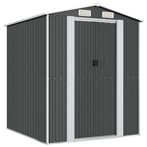 vidaXL Geräteschuppen Gerätehaus Garten Schuppen Gartenhaus Hütte Haus Laube Gartenschuppen Lagerschuppen Anthrazit 192x191x223cm Verzinkter Stahl