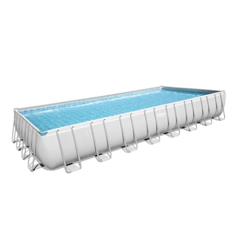 Bestway Power Steel Ersatz Frame Pool ohne Zubehör 956 x 488 x 132 cm, lichtgrau, eckig