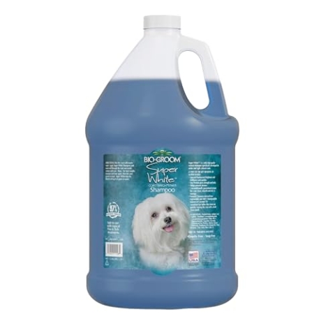 Bio-Groom - Super White Hundeshampoo - Für weißes und helles Fell - Aufhellendes Shampoo - Verleiht dem Fell Glanz - Mit Sojaprotein - 3.8 L
