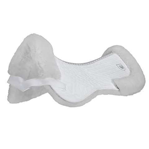 Werner Christ ® Sattelkissen/Sattelpad Rand Standard Sattelunterlage aus echtem Lammfell, komfortable, wärmend Lammfellunterlage mit Fell-Rand, weiß-weiß, Gr.: Warmblut
