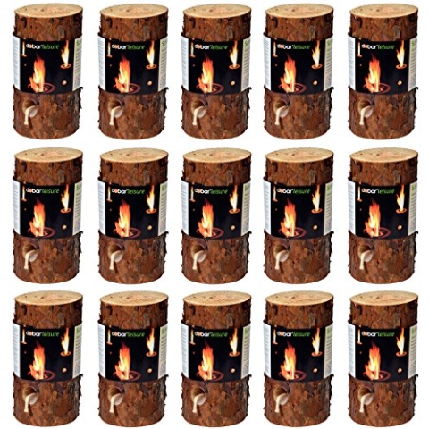 dobar® 35133 Schwedenfeuer Set 15 Stück | Baumfackel aus FSC®-zertifiziertem Kiefernholz | Gartenfackel im Set | Stimmungsvolle Finnenfackel für Garten/Terrasse | Ø11-15 cm x 20 cm | Natur