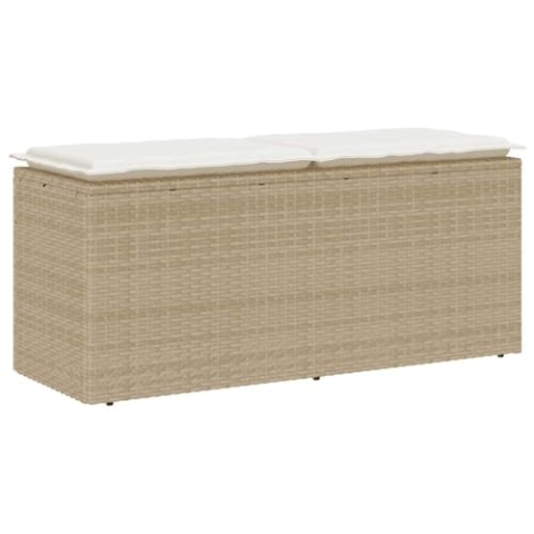 vidaXL Gartenbank mit Kissen Beige 110x40x44 cm Poly Rattan, Terrassenbank, Außenbank, Garten Sitzbank, Outdoor Bank, Sitzbank, Sitzbank Terrasse