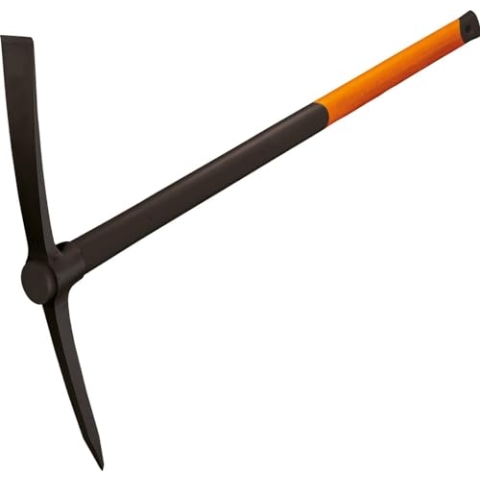 Fiskars geschmiedete Kreuzhacke, Länge: 90 cm, Gewicht: 2,95 kg, Geschmiedeter Stahl-Kopf/Glasfaserverstärkter Kunststoff-Griff, Schwarz/Orange, 200, 1001733