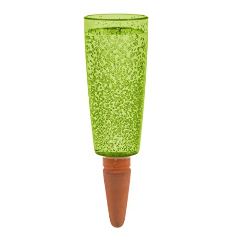 Scheurich Wasserspender Copa XXL | 2X Grün | 1000 ml Füllmenge | Bewässerungskugel klein mit Ton Fuß | Wasserspender Pflanzen und Blumen Terrakotta Stiel