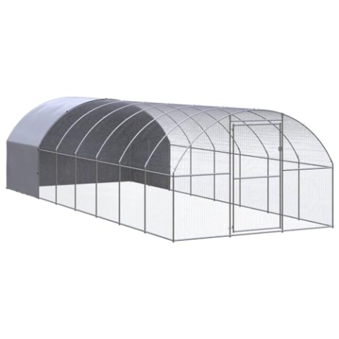 vidaXL Outdoor Hühnerstall 3x8x2m Verzinkter Stahl Hühnerhaus Geflügelstall