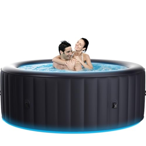 Miweba MSpa Whirlpool Outdoor | Aurora mit LED Beleuchtung - 6 Personen Pool aufblasbar - UVC+ Wasserreinigung - Spa ⌀ 204.0 cm - Aufstellpool mit Fernbedienung - Hot Tub - Aufblasbarer Whirlpool