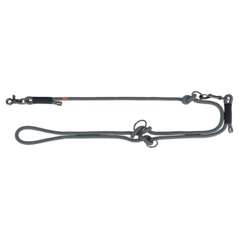 TRIXIE V-Leine Soft Rope, L-XL, 13 m/6 mm, schwarz/grau - verstellbare Hundeleine für große Hunde aus gewebtem Tau, 3-Fach längenverstellbar - 1985301