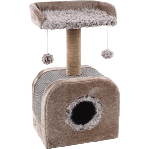 Flamingo Kratzbaum Oscar – Taupe | Stabiler & Kuscheliger Kratzbaum für Katzen!