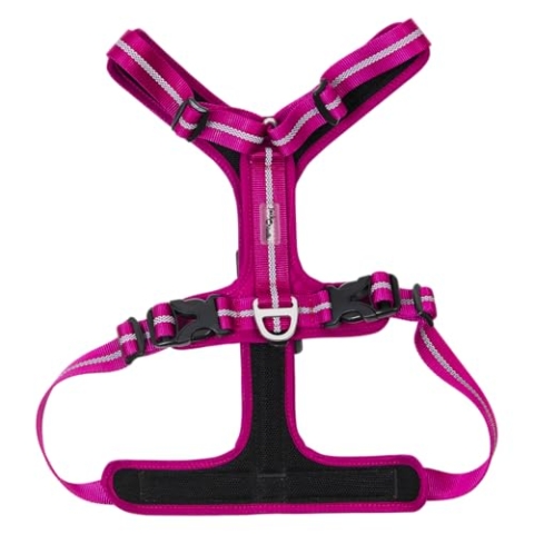 JACK AND VANILLA, Bequemes und verstellbares Hundegeschirr, modernes und farbenfrohes Design, ideal für Spaziergänge, mehr Sicherheit, Größe XL, Farbe Fuchsia, Modell Expedition