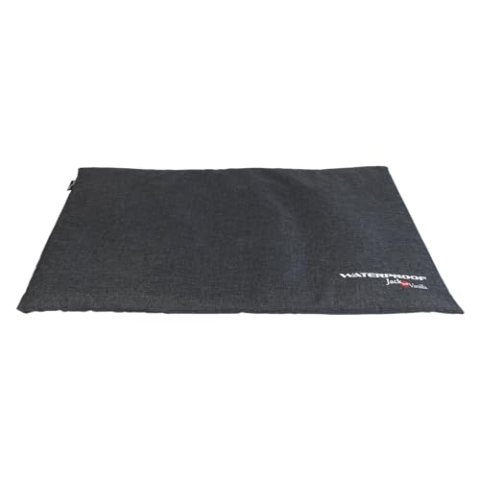 JACK AND VANILLA – Wasserdichtes Hundekäfigkissen – wasserdichte, rutschfeste Komfort-Schlafmatte für kleine bis große Hunde – Dunkelgrau, S, 58 x 40 cm