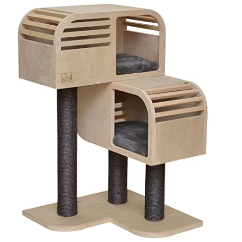 Ebi, Kratzbaum Atlas 90, 57,5 x 56,5 x 93,5 cm, Beige/Anthrazit, Kratzbaum, Beige/Anthrazit, Katze