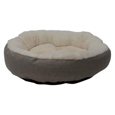 JACK AND VANILLA, Korb, Modell Nimba, runde Form, bequem für Hunde und Katzen, Elegantes Design in Sandfarbe, leicht zu reinigen, Maße 50 x 50 x 15 cm