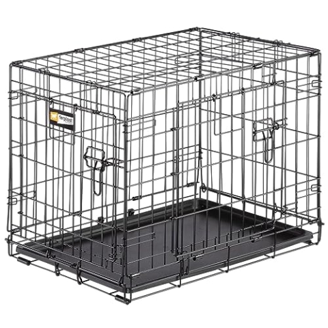 Ferplast Zusammenklappbares Hundekäfig DOG-INN 60 Käfig für Welpen, Hundetransportbox, inklusive Trennwand, zwei Türen mit Sicherheitsverschluss, 64 x 45 x h 49 cm Schwarz