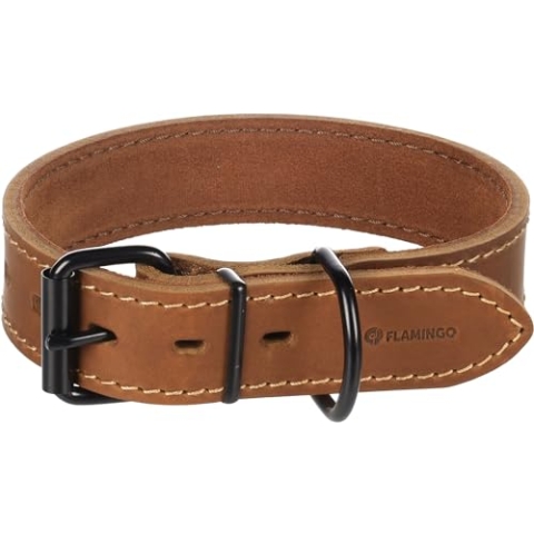 Halsband MONTANA Leder BREIT COGNAC M/L 39,5-49,5CM 35MM
