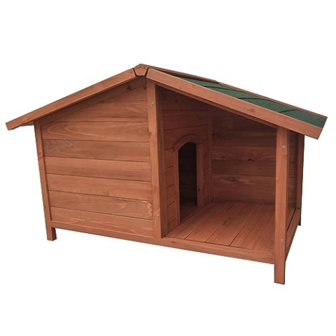 Fornord Mon Jardin Hundehütte mit Terrasse aus Tanne, 102 x 64 x 65 cm