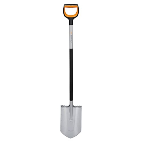 Fiskars Gärtnerspaten für harte, steinige Böden, Spitz, Länge: 120 cm, Verstärktes Borstahl-Blatt, Schwarz/Orange, Xact, 1066729