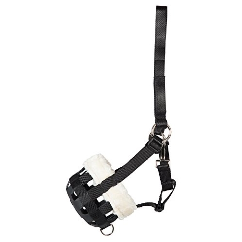 PFIFF 102545 Maulkorb/Fressbremse mit Kunstfell, schwarz Shetty