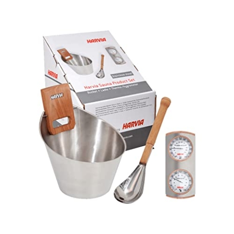 Harvia SN-SA006 SN-SA006-Kit Eimer mit Hygrometer für Sauna, Holz