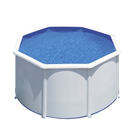 Gre Pool KIT240ECO Fidji - Aufstellpool aus Stahl, rund, mit weißes Aussehen. Abnehmbare Gartenpool. 240 x 120 cm