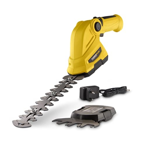 Powerplus Heckenschere POWXG2033 leichte Gartenschere elektrisch mit Li-Ionen Akku – 2 in 1 Garten Tool als Rasenschere, Trimmer und Strauchschere für Hecken, Sträucher & Pflanzen im Garten
