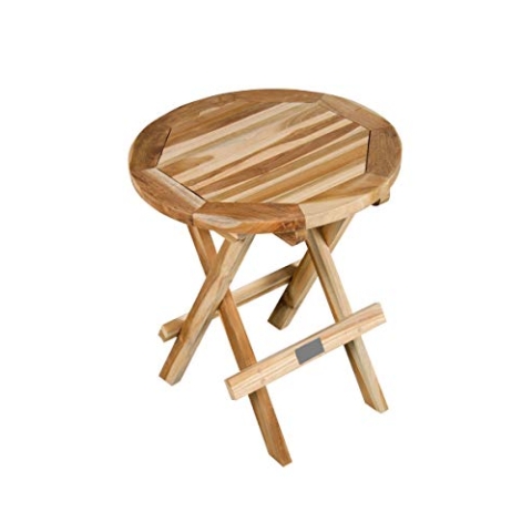Ambientehome Teakholz Beistelltisch ca. 50 cm Ø Balkontisch Gartentisch,Braun
