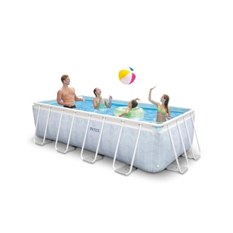 Intex 4m x 2m x 1m Chevron Prism Rectangular Pool Set, Set-up Size: 4.00m x 2.00m x 1.00m (26780GN)